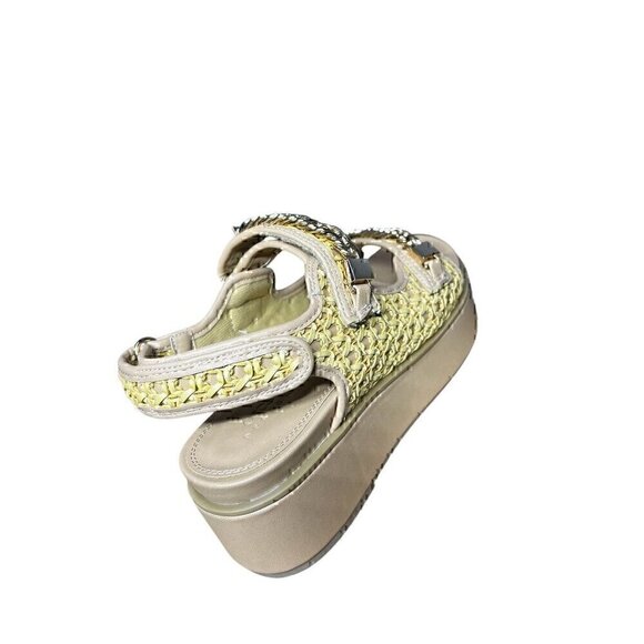 ASOS Tiger chunky Luxury Chain-Embellished Woven Platform in natural weave, size - Picture 3 of 8